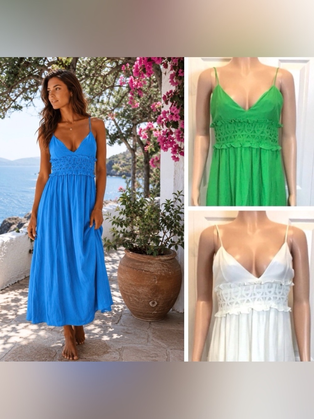 Love Tree Juniors Sleeveless Crocheted Smocked Maxi Sundress Size Medium